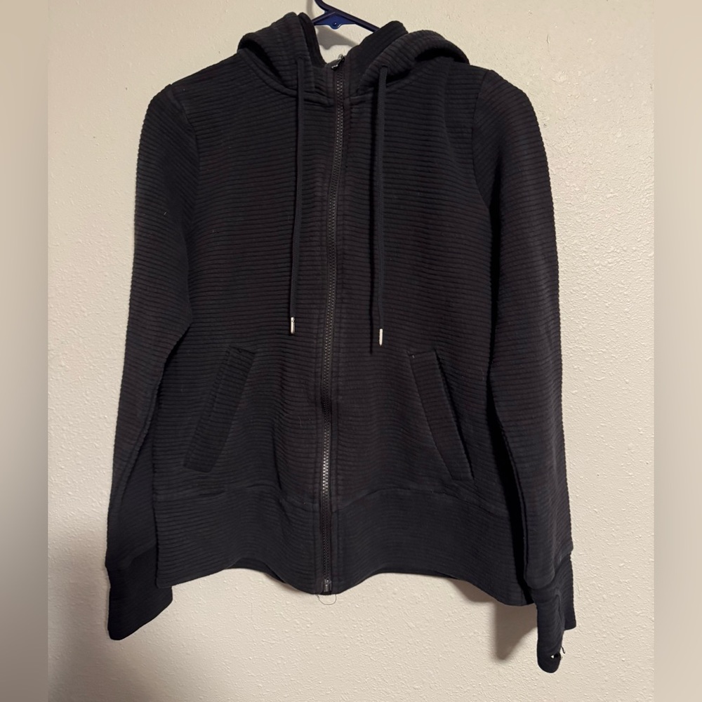 Active Life Black Ribbed Hoodie